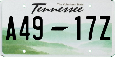 TN license plate A4917Z