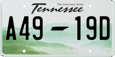TN license plate A4919D