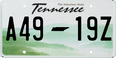 TN license plate A4919Z
