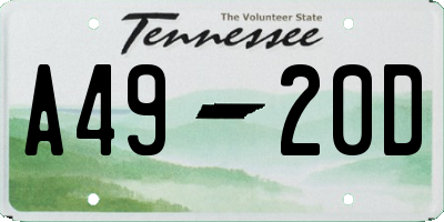TN license plate A4920D