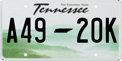 TN license plate A4920K