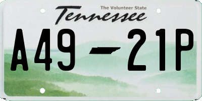 TN license plate A4921P