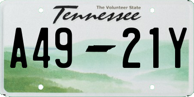 TN license plate A4921Y