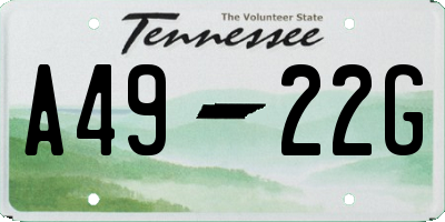 TN license plate A4922G