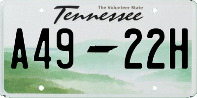 TN license plate A4922H