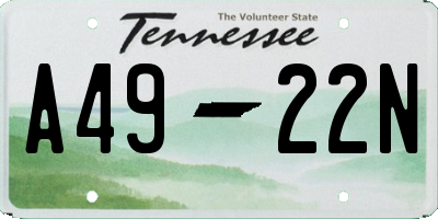 TN license plate A4922N