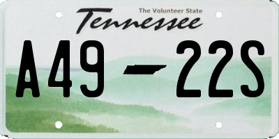 TN license plate A4922S