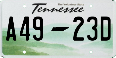 TN license plate A4923D