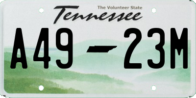 TN license plate A4923M