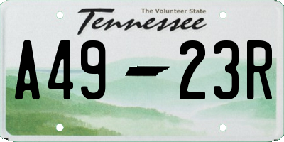 TN license plate A4923R