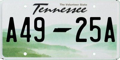 TN license plate A4925A