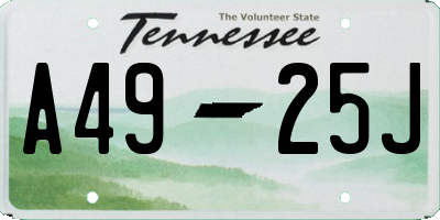 TN license plate A4925J