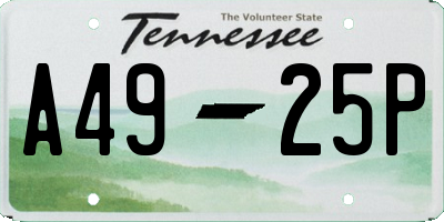 TN license plate A4925P
