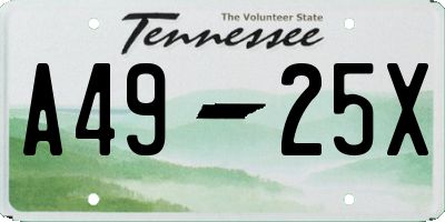 TN license plate A4925X