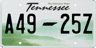 TN license plate A4925Z
