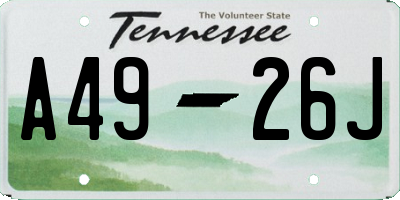 TN license plate A4926J