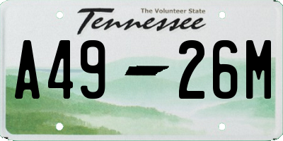 TN license plate A4926M