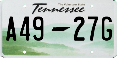 TN license plate A4927G