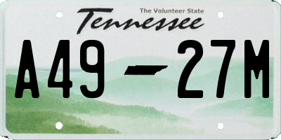 TN license plate A4927M