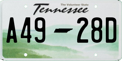 TN license plate A4928D