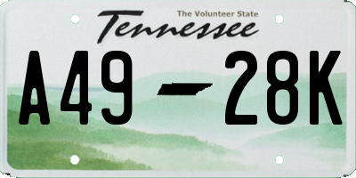 TN license plate A4928K