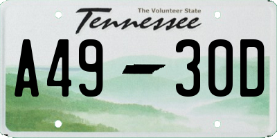 TN license plate A4930D