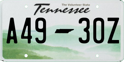 TN license plate A4930Z