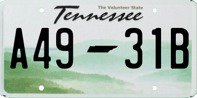 TN license plate A4931B