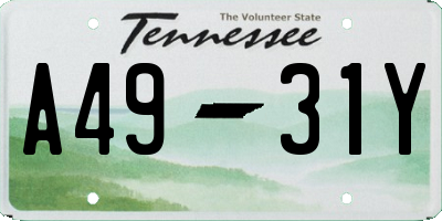 TN license plate A4931Y