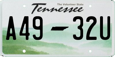 TN license plate A4932U