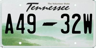TN license plate A4932W