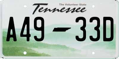 TN license plate A4933D