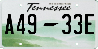 TN license plate A4933E