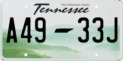 TN license plate A4933J