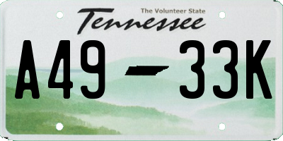 TN license plate A4933K