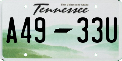 TN license plate A4933U