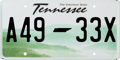 TN license plate A4933X