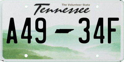 TN license plate A4934F
