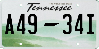 TN license plate A4934I