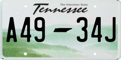 TN license plate A4934J