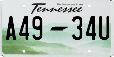 TN license plate A4934U
