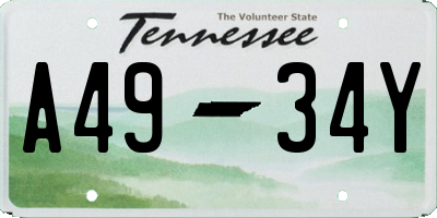 TN license plate A4934Y
