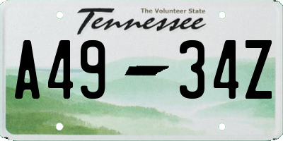 TN license plate A4934Z
