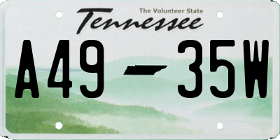 TN license plate A4935W