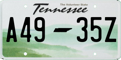 TN license plate A4935Z