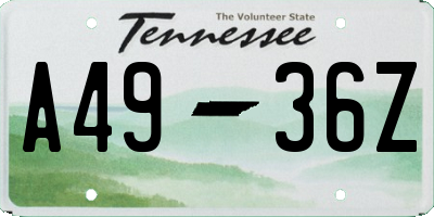 TN license plate A4936Z