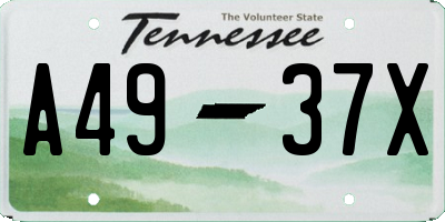 TN license plate A4937X
