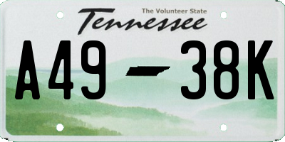 TN license plate A4938K