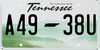TN license plate A4938U