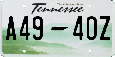 TN license plate A4940Z
